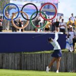 SAINT-QUENTIN-EN-YVELINES, FRANȚA - AUGUST 07: Linn Grant din echipa Suediei pe primul tee în timpul primei runde a Jocurilor Olimpice de la Paris 2024 la Le Golf National pe 7 august 2024 în Saint-Quentin-en-Yvelines, Ile-de-France. (Foto de Tracy Wilcox/PGA TOUR)